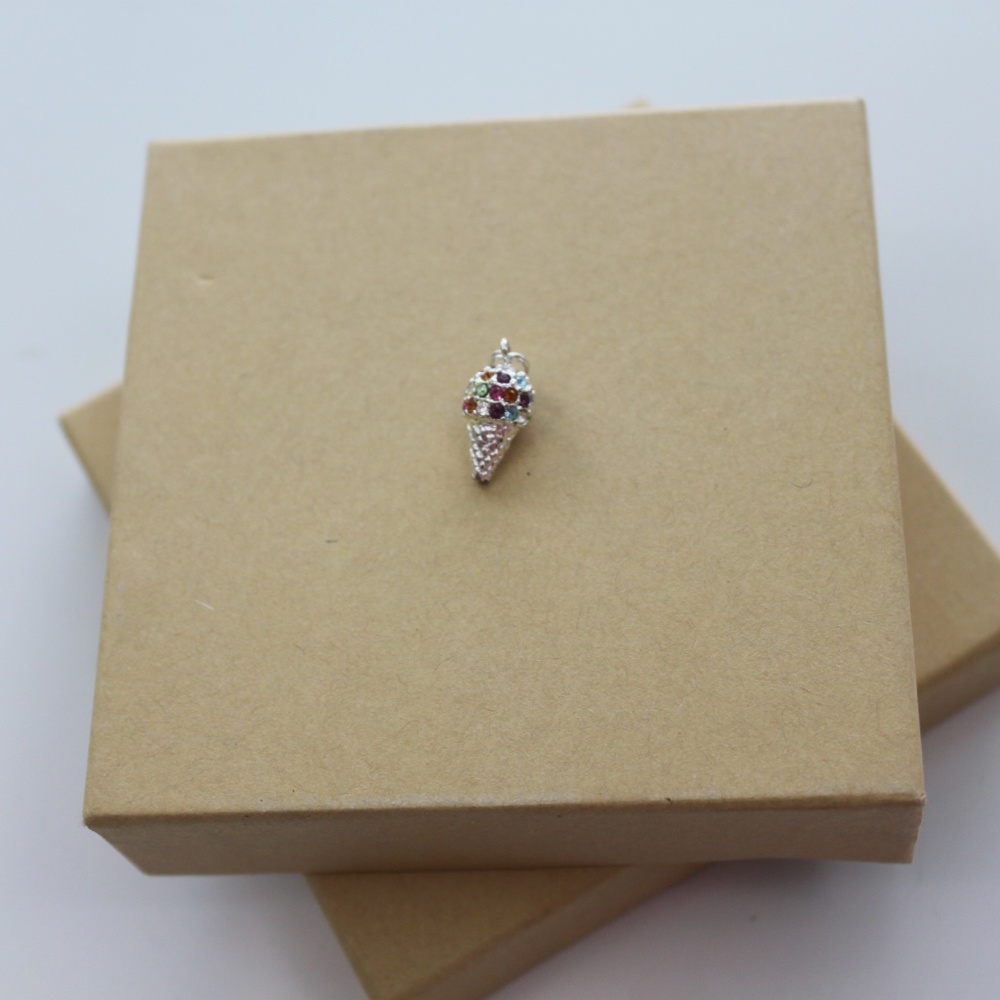 3D Jewel Encrusted Ice Cream Cone Charm